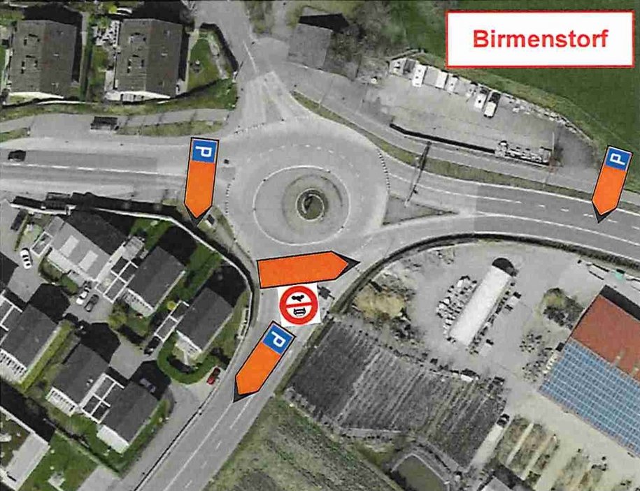 Foto Umleitung Kreisel Chrüz in Birmenstorf