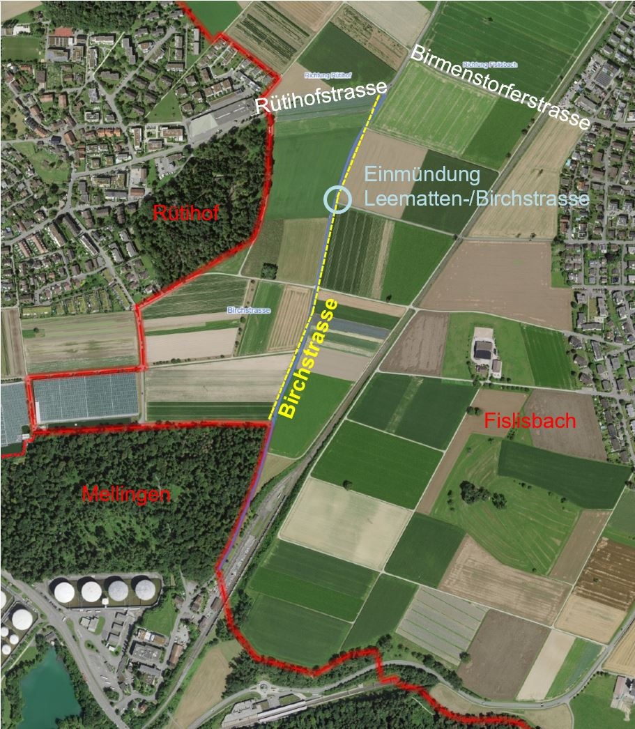 Plan Birchstrasse (Ortsverbindung Fislisbach-Mellingen)